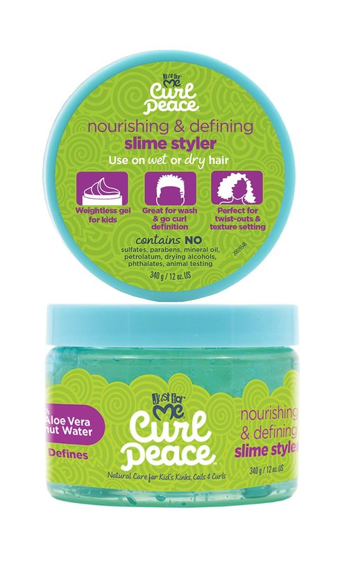 Curl Peace Just For Me Nourishing & Defining Slime Styler (3 Pack). Children’s weightless hair gel perfect for wash and go curl definition or texture setting. 12oz.