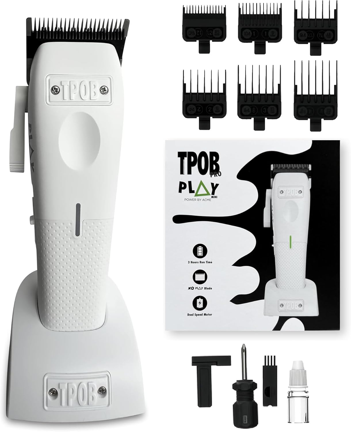 TPOB Mini Play Professional Hair Clippers - Sleek White Design for Precision Grooming