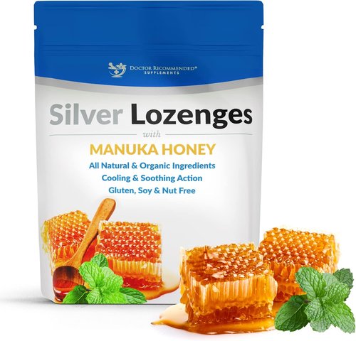 Silver Lozenges with Organic Manuka Honey & Vitamin C - Immune Support & Soothe Throat, 24 Count