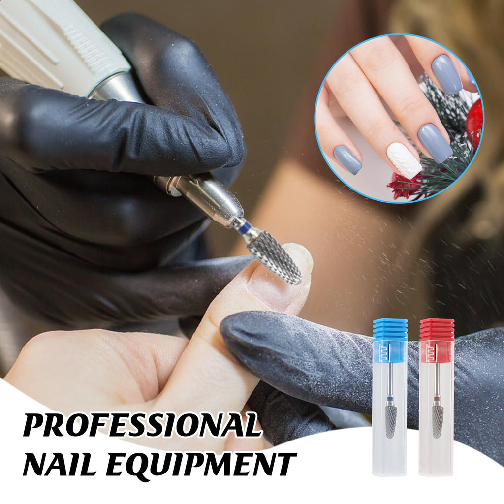 Yenblow 3/32" 5 in 1 Professional Carbide Nail Drill Bits Sets, 2 Pack Tungsten Safety Drill Bits Tech, Cuticle Bit Fast Remove for Manicurist Nail Salon Manicure Pedicure Gel Polishing (Round Head)