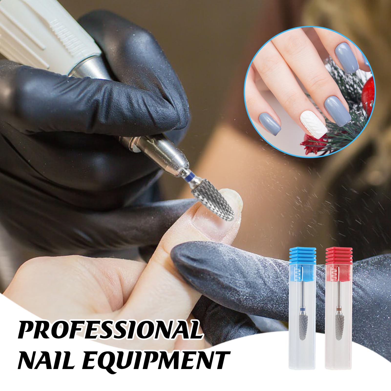Yenblow 3/32" 5 in 1 Professional Carbide Nail Drill Bits Sets, 2 Pack Tungsten Safety Drill Bits Tech, Cuticle Bit Fast Remove for Manicurist Nail Salon Manicure Pedicure Gel Polishing (Round Head)