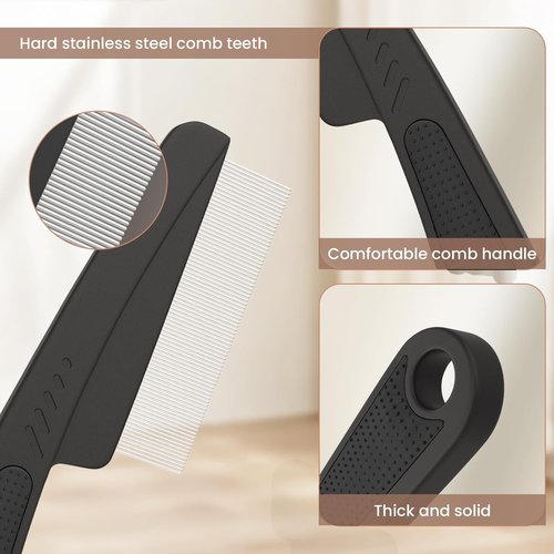 Dandruff Comb | Stainless Steel Fine Tooth Scalp Detox Tool for Women, Men & Kids - Black & Orange