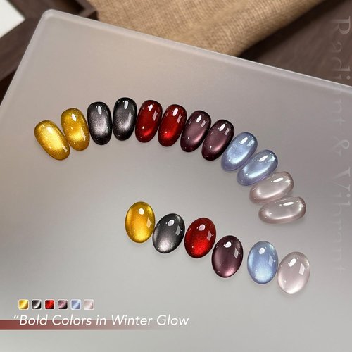 GAOY Cat Eye Gel Nail Polish Set with Magnet, 6 Colors Gold Red Black Glitter Gel Holography, Long Lasting for Nail Art at Home & Salon Manicure