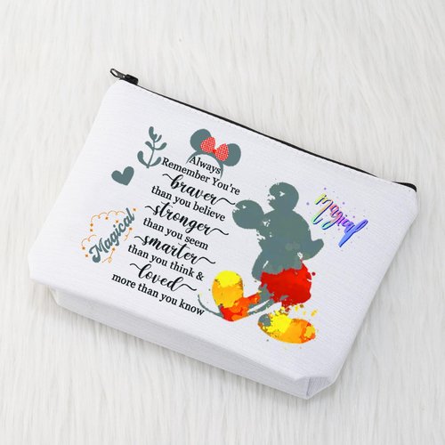 CMNIM Cartoon Mouse Makeup Cosmetic Bag Mouse Lover Gifts Bag for Women Friends Magic Mouse Travel Makeup Pouch Toiletry Case (Mouse always remember)