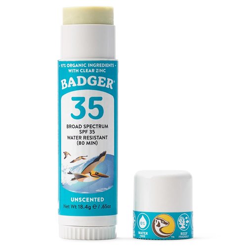 Badger Mineral Sunscreen Face Stick - SPF 35, Organic Unscented Zinc Oxide, Coral Reef Safe | 0.65 oz Travel Size
