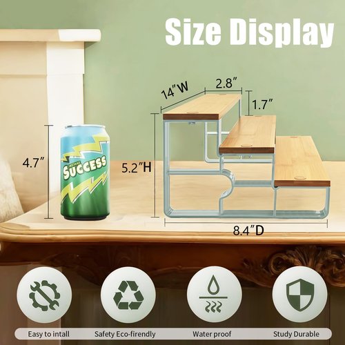 mengbu Vanity Organizer for Makeup,Perfume Organizer for Women,Skincare Organizers for Countertop,Bathroom Organizers and Storage,3 Tier Bamboo Display Shelf (Width=14")