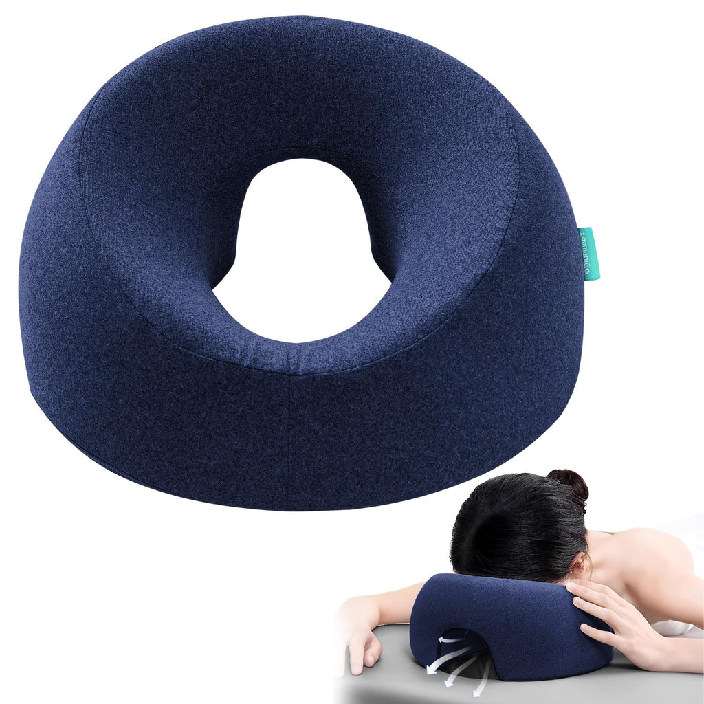 Xiaomubiao Face Down Pillow - Comfortable Massage Headrest for Stomach Sleeping | Navy Blue, Removable Cover