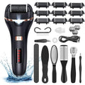 AdamPark Electric Callus Remover for Feet,Rechargeable Foot File Hard Skin Remover,Waterproof 14 in1 Professional Pedicure Kit for Cracked Heels &Dead Skin,with 9 Roller Heads 2 Speed(Black P8)