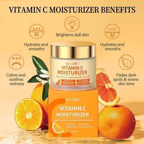 Regine Switzerland Vitamin C Face Moisturizer - Brightening Anti-Aging Cream with Turmeric & Niacinamide, 2.3 Oz