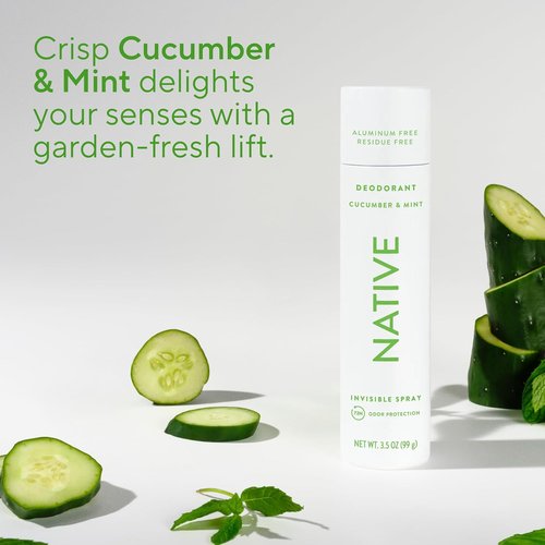 Native Deodorant - Cucumber & Mint Body Spray | 72-Hour Odor Protection, Aluminum-Free, 3.5 oz