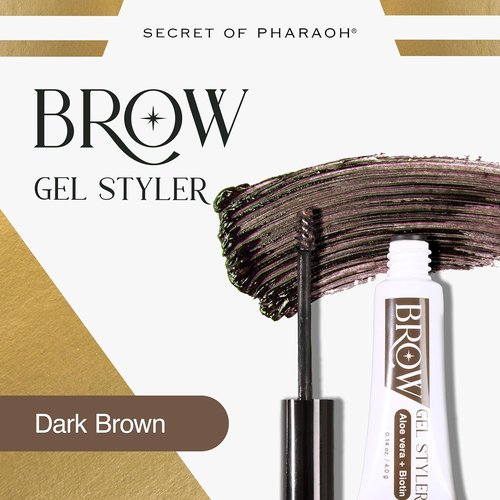 Secret of Pharaoh Brow Gel Styler - Dark Brown, Water-Resistant Eyebrow Gel for Natural Lifted Look
