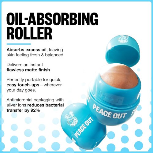 Peace Out Oil Control Roller - Instant Oil Remover with Halloysite Clay for Oily Skin - 1 Count