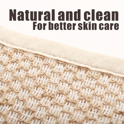 Back Scrubber for Shower, Japanese Washcloth Exfoliating Towel Shower Loofah with Handle for Women, Natural Jute Shower Scrubber Cloth Rag for Body Wash, 1 Pack