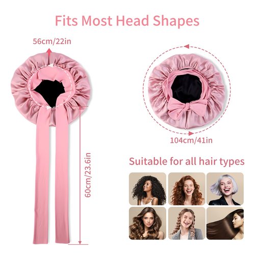 SILMANA Silk Bonnet for Sleeping Women, 22 Momme 100% Mulberry Silk Sleep Cap with 2 Matching Silk Scrunchies, Double-Sided Wearable Hair Bonnet for Night Hair Care and All Hair Types - Pink