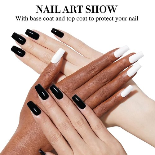 Double Rhythm UV Gel Polish Set - 15ml Pure White & Black Nail Art Kit for DIY Salon Use
