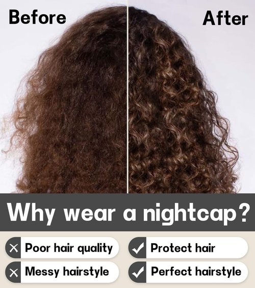 SECZIPE 2pcs Silk Satin Bonnet Hair Wrap for Sleeping, Adjustable Strap Curly Natural Hair Night Caps for Women Men(Black&Black)