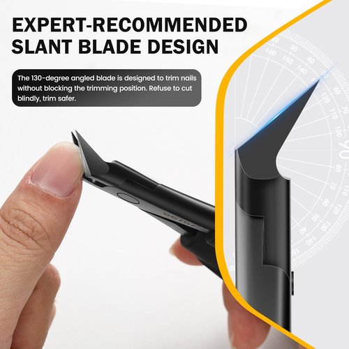 BEZOX Ingrown Toenail Clippers for Seniors, Slant Straight Blade Toe Nail Clippers for Thick and Ingrown Nails, Soft Grip Long Handle Toenail Scissors for Mani & Pedi Nail Care - Black