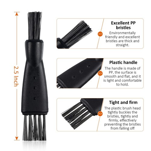 Patelai Electric Shaver Cleaning Brush Set - 8 Double-Sided Nylon Bristle Brushes for Razors & Clippers | Black