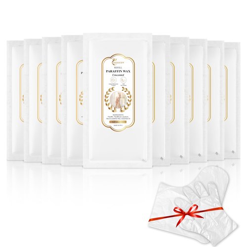 ELEGCOV Paraffin Wax Refills-10 Pack Unscent Paraffin Wax for Hand and Feet, Parrafin Wax Blocks for Wax Machine, Parafin Wax Bath, Relieves Muscle Fatigue, Deeply Hydrates, Moisturizes and Nourishes