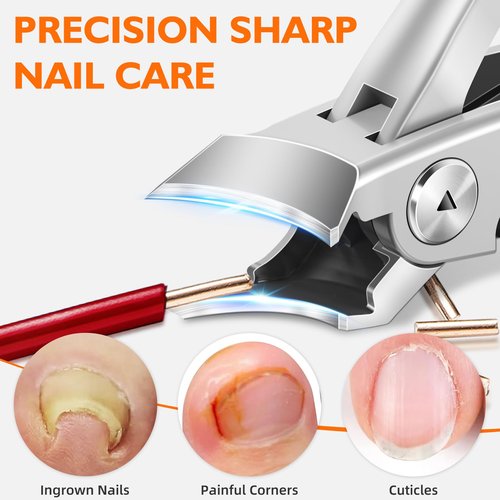 Slanted Nail Clippers for Men Thick Ingrown Nails, Large Toenail Clippers for Seniors with Wide Jaw Opening, Heavy Duty Long Handled Nail Cutter