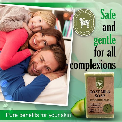 Honey Sweetie Acres Avocado & Goat Milk Facial Cleansing Bar - All-Natural Moisturizer | 3 Oz, Eco-Friendly, Handcrafted in USA