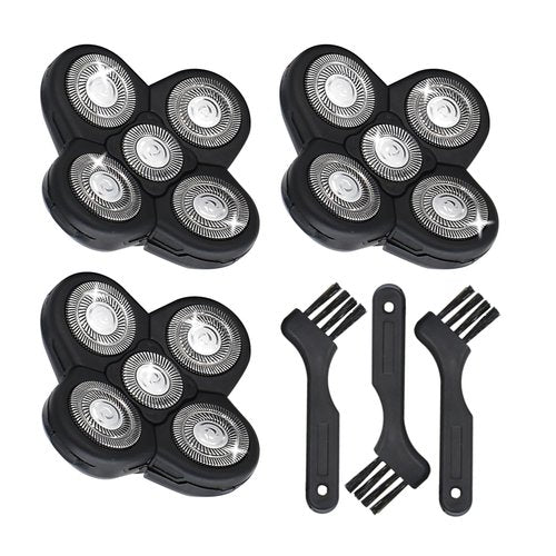 Pinkind Replacement Shaver Heads Compatible with Freebird Shaver, 5 Blades Refills for Bald Men, Electric Razor Replacement Heads for Freedom Grooming with 3 Cleaning Brush