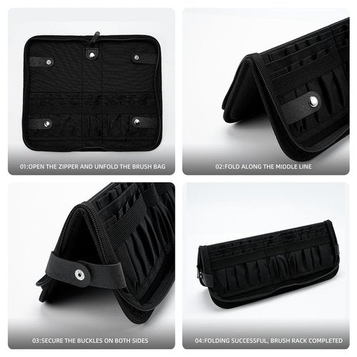 Black Travel Makeup Brush Holder,Waterproof Stand-Up Makeup Brushes Organizer, Portable Makeup Brush Holder Travel Case (BAG-876-30)