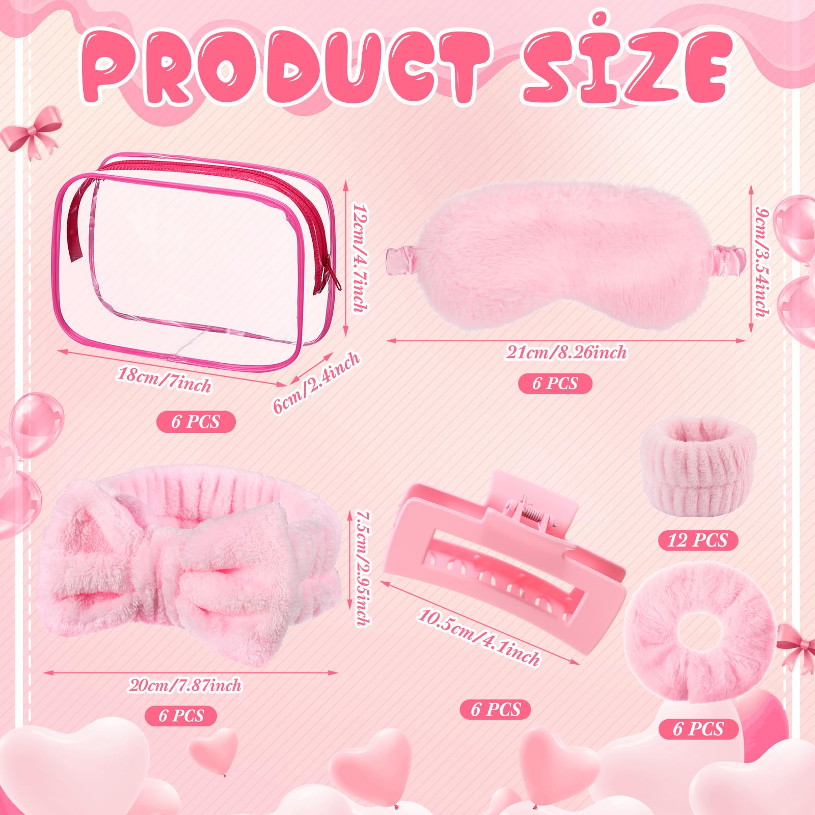Wavyknot 42 Pcs Galentines Spa Party Supplies Sleepover Supplies Include Sleep Eye Mask Spa Headband Scrunchies Hair Claw Clips for Girls Slumber Party Favors Gift