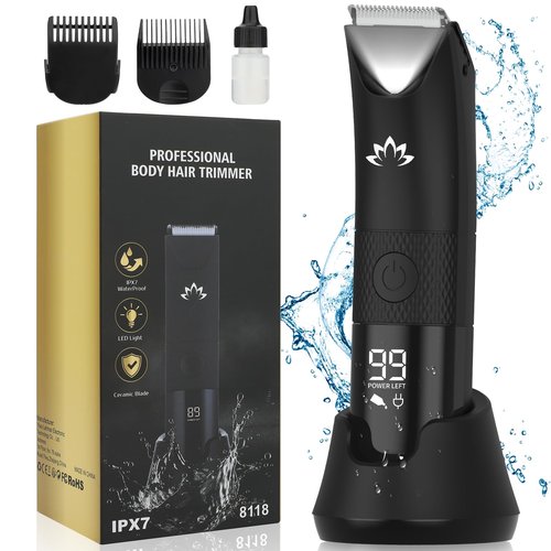 RESUXI Manscape Ball Trimmer for Men,Body& Pubic Hair Trimmer and Groin Hair Shaver, Bikini Trimmer Women,Smooth Shaving, Lightweight with Travel Lock, IPX7 Waterproof Wet/Dry Shaving, LED Display