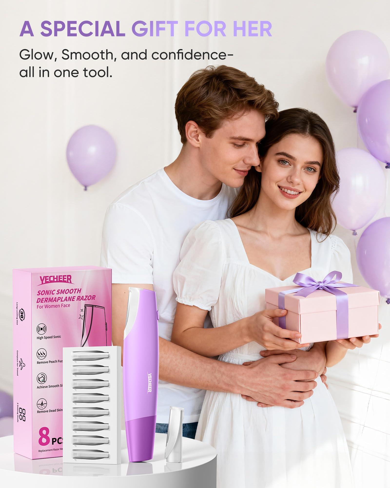 Yecheer Dermaplane Razor for Women face: Sonic Dermaplaning Tool for Smooth & Flawless Skin