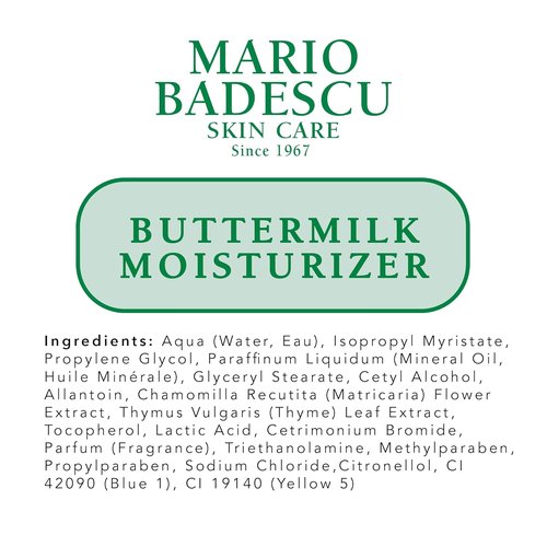Mario Badescu Buttermilk Face Moisturizer - Lactic Acid & Thyme Extract for Dry/Combination Skin | 2 Fl Oz