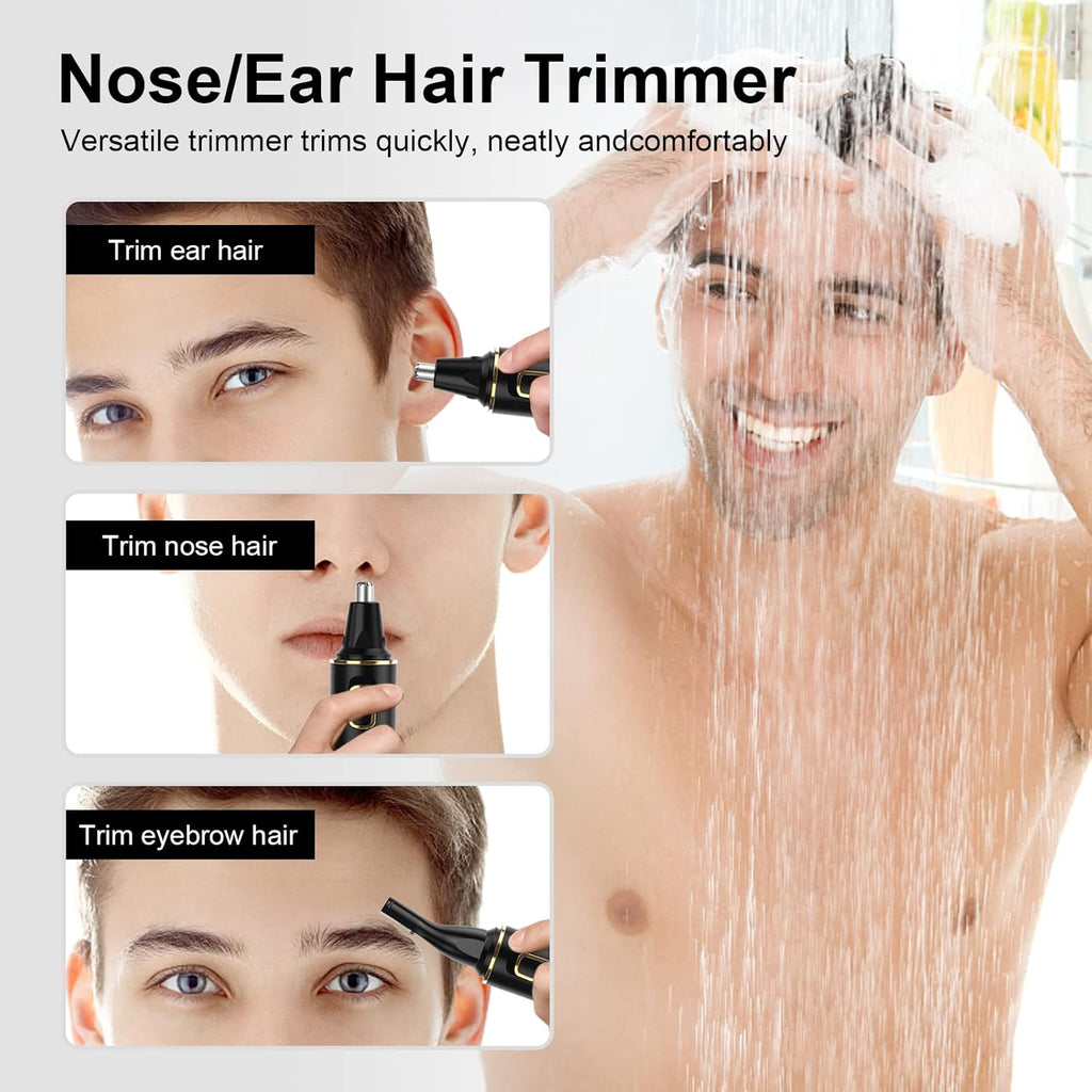 XOOMRSCP Nose Hair Trimmer - Rechargeable 2-in-1 Painless Ear & Nose Hair Removal | IPX7 Waterproof, Dual Edge Blades (Black)