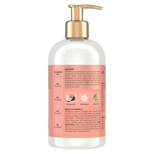 SheaMoisture Curl & Shine Conditioner - Coconut & Hibiscus for Thick Curly Hair, 13 oz