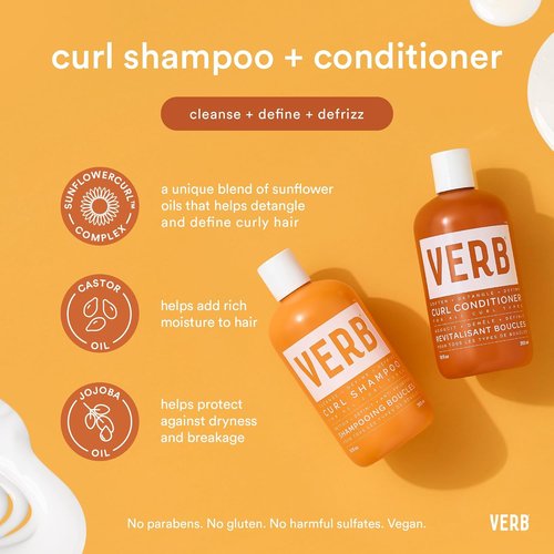 VERB Curl Shampoo - Nourishing Curl Shampoo for All Curl Types - Vegan, Paraben-Free, Sulfate-Free