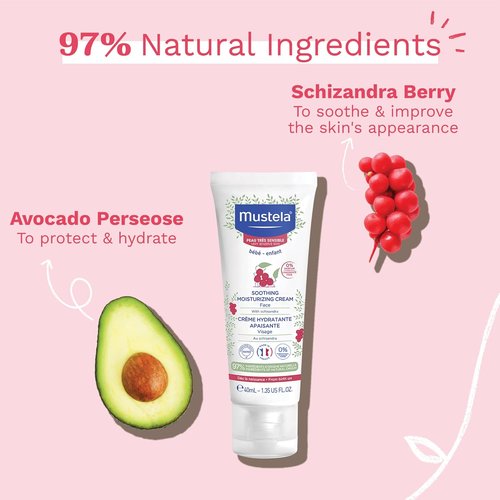 Mustela Baby Soothing Moisturizing Cream - Fragrance-Free Face Moisturizer for Sensitive Skin - 1.35 fl. oz.