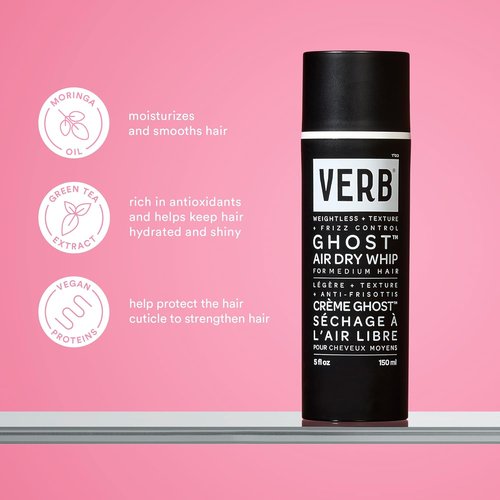 VERB Ghost Air Dry Whip - Weightless Styling Cream with Moringa Oil - Anti-Frizz & Hydration - Vegan, Paraben-Free
