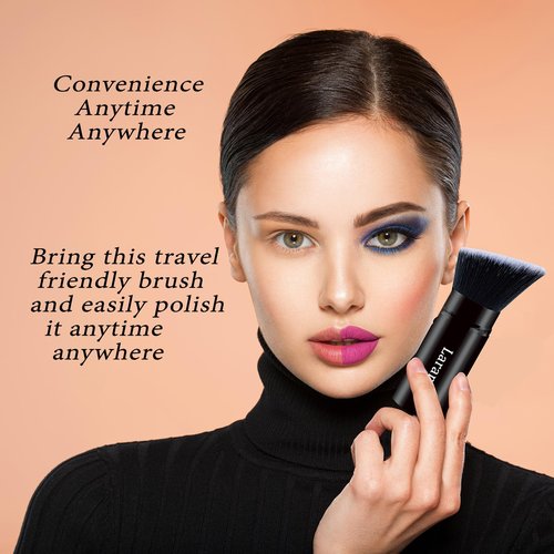 Larangel Makeup Brushes Premium Kabuki Brush for Powder and Liquid Foundation, Flawless High Coverage Look, Travel Makeup Brush, Perfect for Bronzer, Blush, and Other Face Makeup