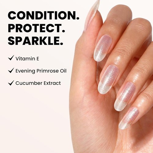 LONDONTOWN Shimmer Nail Highlighter - Iridescent Finish Nail Polish Treatment, Vegan & Cruelty-Free | Soft Shimmery White - 0.40 fl oz