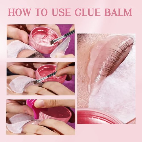 Libeauty Lash Lift Glue Balm Lash Lift Adhesive Strong Sticky Fruit Flavor Eyelash & Eyebrow Perm Glue Balm Brow Lamination Gel (Pink Peach, 10g/0.35oz)