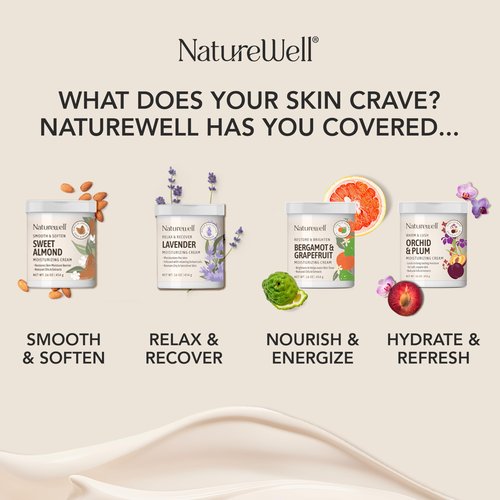 NATURE WELL Bergamot & Grapefruit Nourish & Energize Moisturizing Body Cream for Dry Skin, Infused with Natural Oils & Extracts, Non-Greasy, Lightweight, Helps Promote a Radiant Complexion, 16 Oz