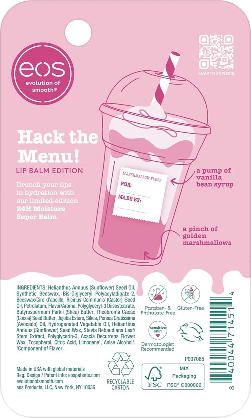 EOS 24H Moisture Super Balm - Marshmallow Fluff Lip Mask | Hydrating Lip Treatment, 0.35 fl oz