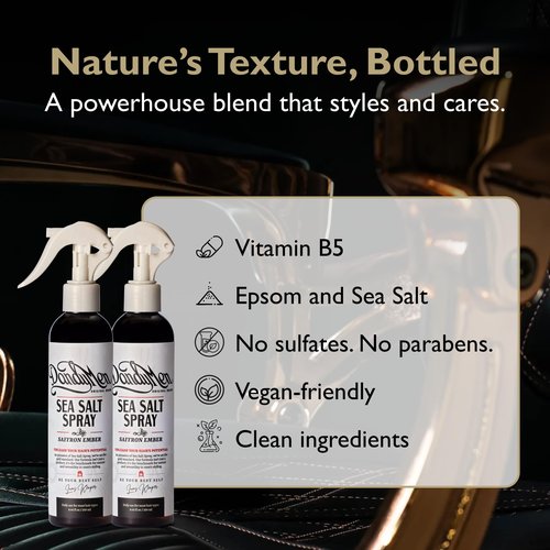 DandyMen Sea Salt Spray – Lightweight Texture, Volume, and Flexible Hold with Epsom Salt & Pro-Vitamin B5 (2-pack, Saffron Ember)