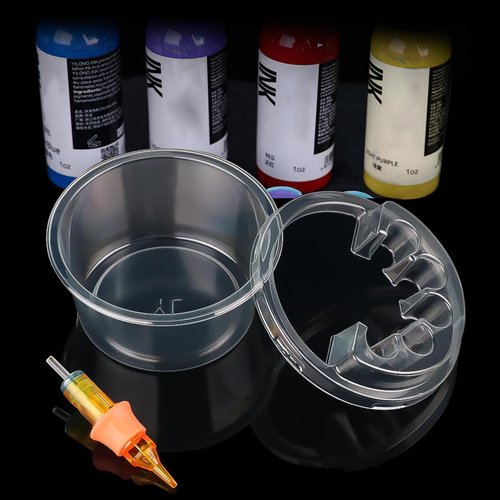 40PCS Disposable Tattoo Cartridge Cup Holder Plastic Tattoo Cartridge Tray For Tattoo Inks Needle Holder Placement Rack Disposable Plastic Cup Working Cup Cleaning Cup