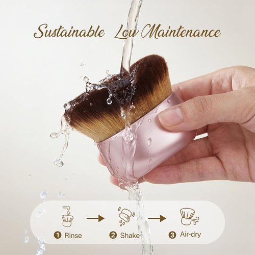 Skiennix Kabuki Self Tanner Brush - Large Vegan Body Makeup Brush for Even Coverage | Soft Pink