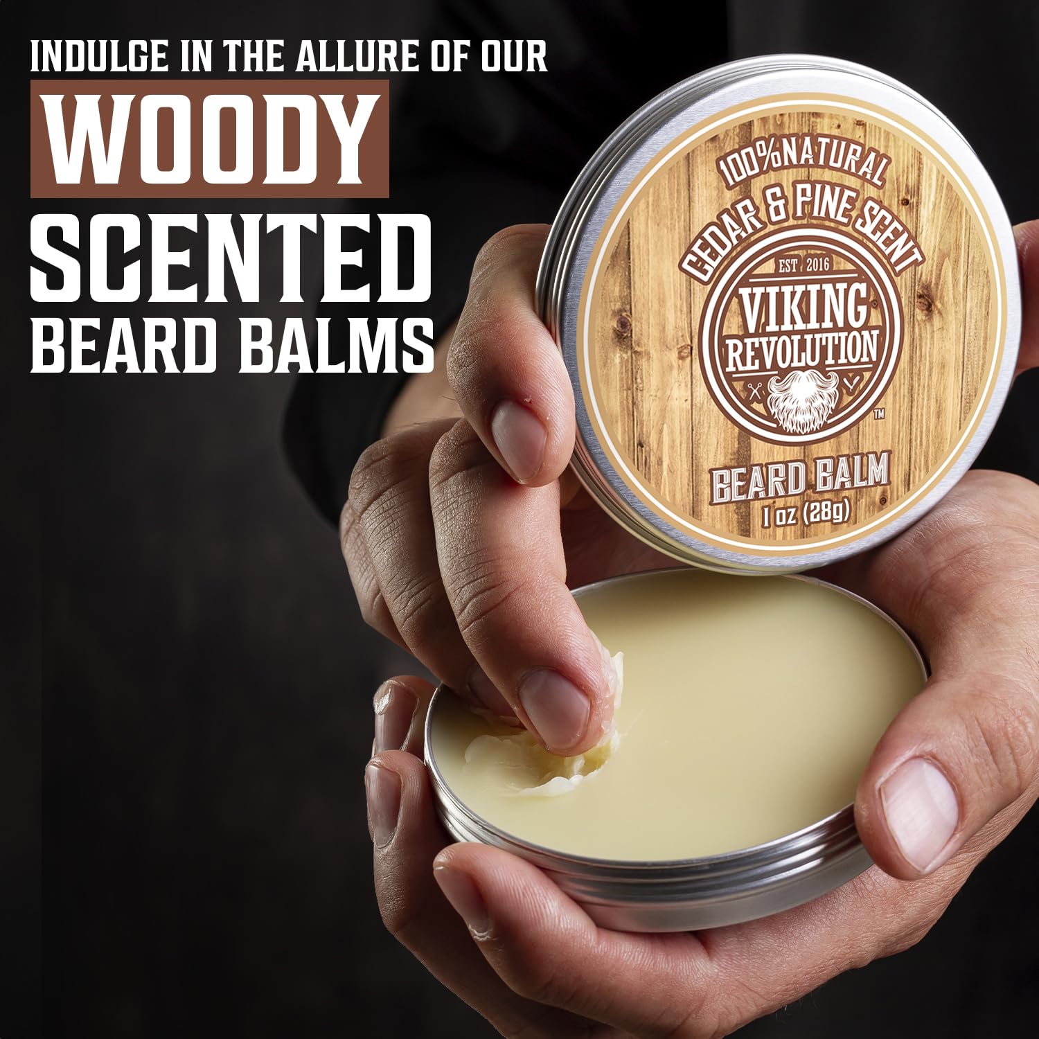 Viking Revolution Beard Balm Variety Pack - Styles, Strengthens & Softens Beards | 1oz Each - Sandalwood, Pine & Cedar, Bay Rum, Clary Sage