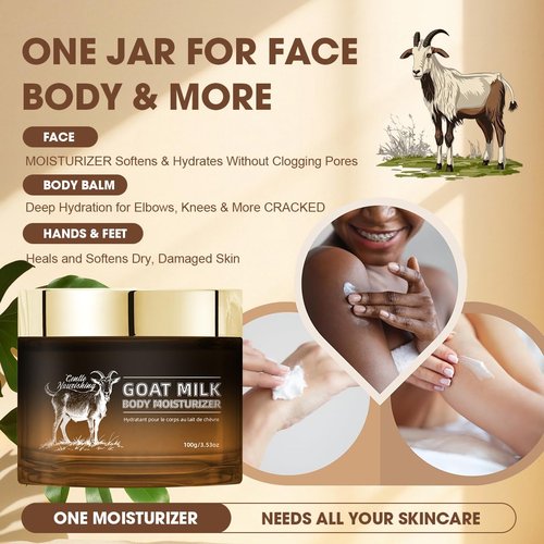 Bmrewax Goat Milk Lotion - Whipped Body Butter Cream with Goat Milk - Deeply Moisturizes, Softens Skin - Natural & Gentle for All Skin Types, 3.53 oz
