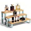mengbu Vanity Organizer for Makeup,Perfume Organizer for Women,Skincare Organizers for Countertop,Bathroom Organizers and Storage,3 Tier Bamboo Display Shelf (Width=14")