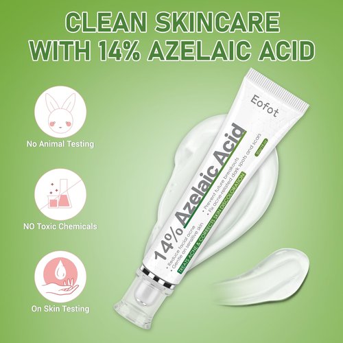 Eofot 14% Azelaic Acid Acne Cream, Azelaic Acid For Face, Helps Improve the Appearance of Acnes - Azalecic Acids Acido Azelaico, 1 Fl Oz