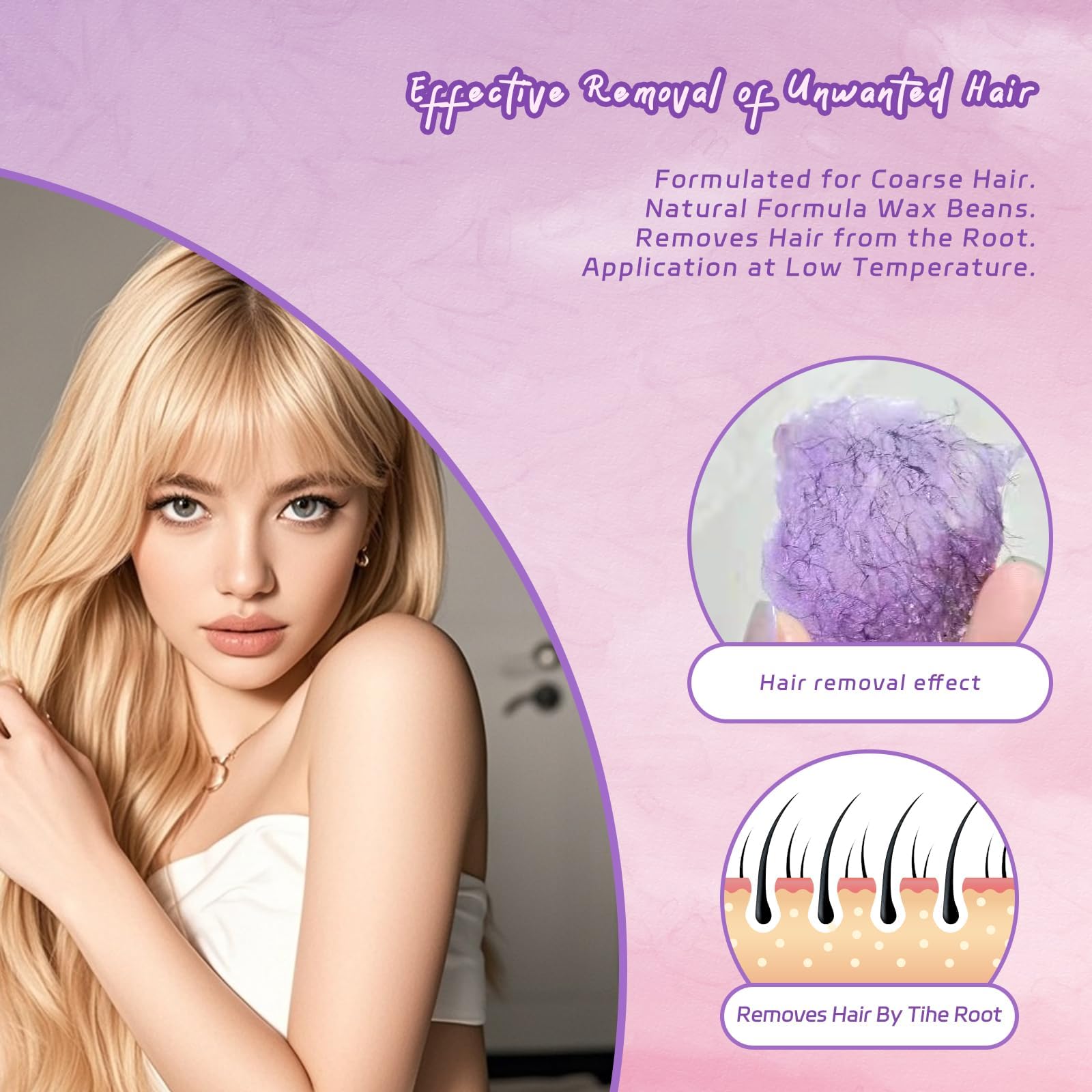 Wax Beads, Hard Wax Beads for Hair Removal Sensitive Skin with Lavender Formula, 2.5lb Waxing Beads for Women Men, Brazilian Bikini, Face, Arms, Chest, Back, Legs, Eyebrows, Underarms