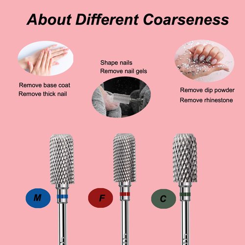 BITNBITH Nail Drill Bit 3/32”, Fast Remove for Acrylic or Hard Gel,Barrel Nail File Carbide Bit for Nail Cuticle Gel Dipping Powder Polishing, Professional Manicure Pedicure Nail Art Tool,Coarse
